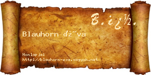 Blauhorn Éva névjegykártya